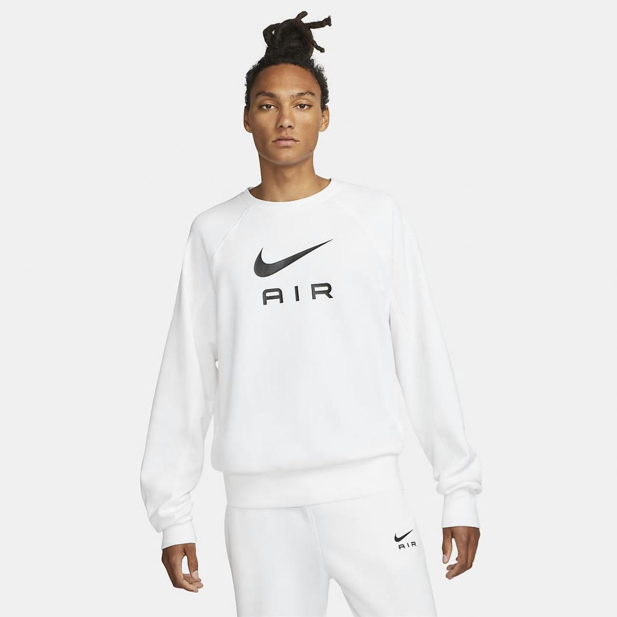 Hættetrøjer sweatshirts | Nike Herre Nike Air-Crewtrøje I French Terry Til Mænd Hvid/Sort • Woodcraft